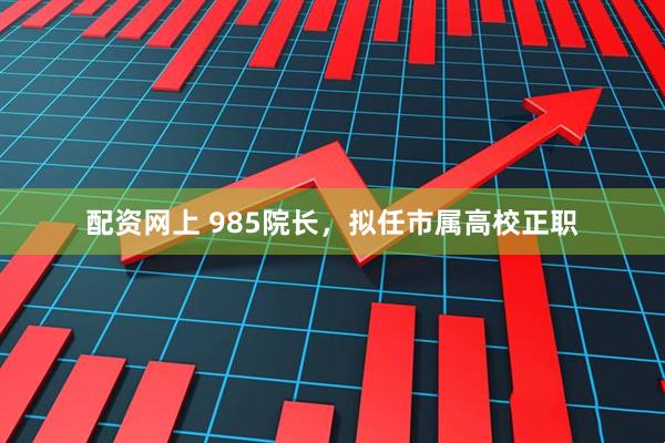 配资网上 985院长，拟任市属高校正职